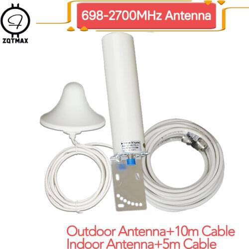 ZQTMAX 12db mobile signal booster antenna for tri band repeater 2g 3g 4g lte dcs gsm 900 1800 2100 cellular Amplifier + cable