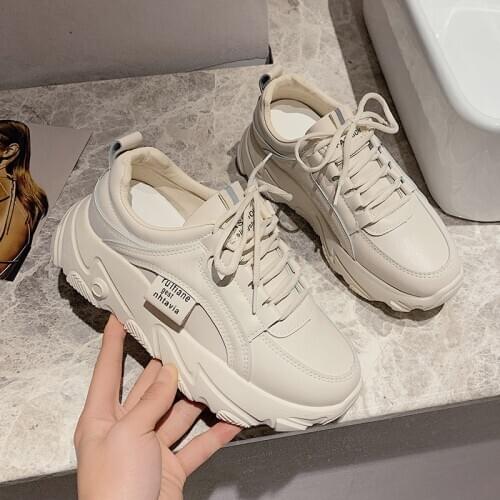Basket Femme New Fashion Womens Shoes Vulcanized Shoes Breathable Casual Platform Sneakers Lace-up Walking Flat Shoes U21-23