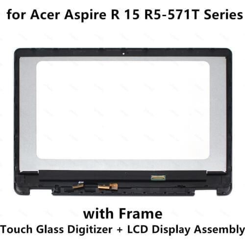 LCD Screen Display Panel Touch Glass Digitizer Assembly+Frame for Acer Aspire R 15 R5-571T R5-571T-525S R5-571T-51CB FHD 30 Pins