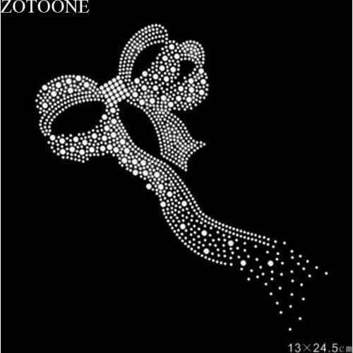 ZOTOONE Cyrkonie Rhinestones Crystal Clear Strass Hotfix Rhinestone Bow-knot Applique for Clothes Wedding Dress Decoration E
