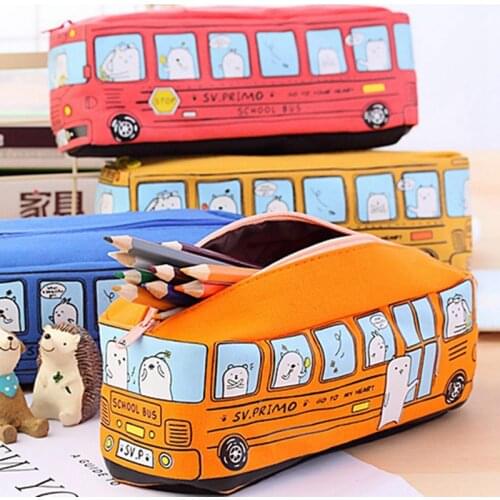 1Pc Creative Cartoon School Bus Large Capacity Cute Pencil Box Atationery Pouch Kids Gift Office School Pencil case Supplies