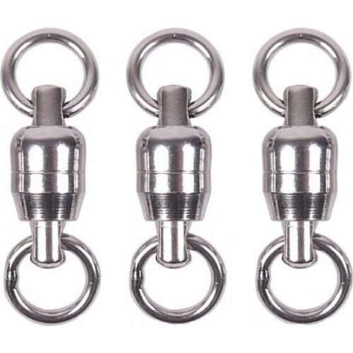 3Pcs Stainless Steel Double Bearing Swivels Saltwater Fishing Tackle Connector