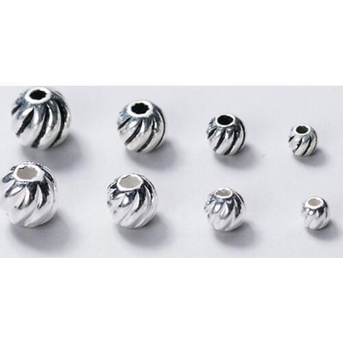 5pcs/lot 925 Sterling Silver Craft Round Spacer Beads 3mm 4mm 5mm 6mm Handmade Decoration Beading Materials DIY Jewelry Making