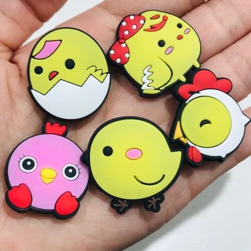 5PCS Wholesale Mix Cute Chick PVC Craft Flat Back For DIY Boys Girls Bags Shoes Charms Scrapbook Embellishments Party Gift