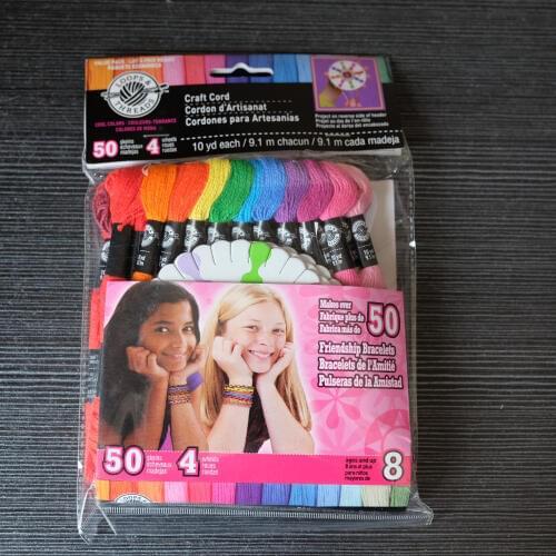 50 Skeins 6S/2 Friendship Bracelet Cotton Craft Cord 10Yards per skein + 4 weave wheels, 2 Strands Cotton Pearl Thread