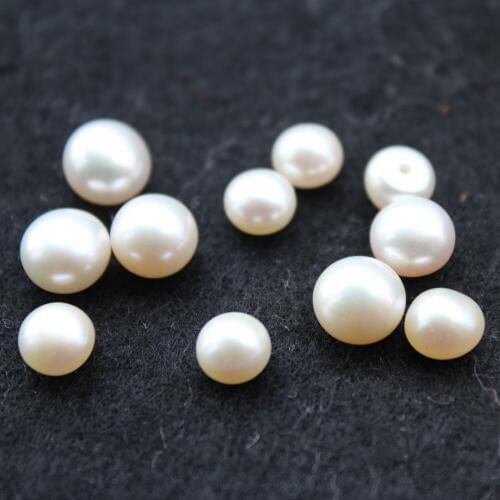 50pcs (7mm-9mm) mix size half hole Fresh Water Pearls, White Freshwater Rondelle Loose Beads,Genuine Pearls,Grade A D25