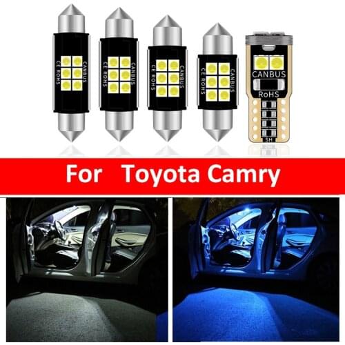 10Pcs Car White Interior LED Light Bulbs Package Kit For 2007-2013 Toyota Camry T10 31MM Map Dome Trunk Lamp Iceblue