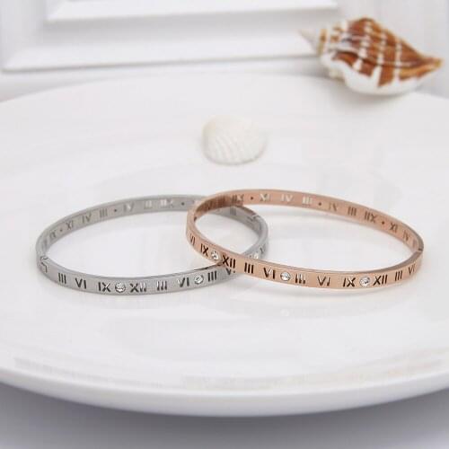 Rome Number Bracelet Titanium Steel rose gold color high Quality Bracelet Jewelry drop shipping