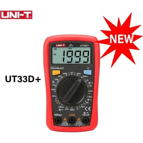 UNI-T UT33A+ UT33B+ UT33C+ UT33D+ Digital Multimeter AC DC Current Resistance +2mF Capacitance NCV Tester With LCD Backlight