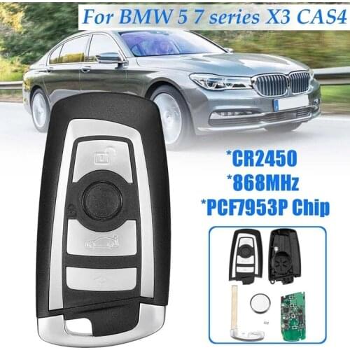 Car Smart Remote Key 4 Buttons 868MHz Fob Case Shell with PCF7953P Chip for BMW 5 7 Series X3 CAS4 Key Cover