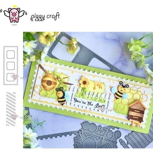 Piggy Craft metal cutting dies cut die mold Gear square photo frame Scrapbook paper craft knife mould blade punch stencils dies