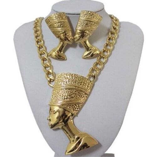 Hip Hop Iced Out Mens Pharaoh Egypt chain earring earrings Necklace set Fashion Jewelry Z11