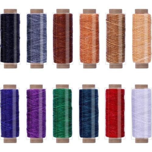 Imzay 12PCS 660 Yards Leather Sewing Waxed Thread,Spool Stitching Thread For Leather Craft DIY,Shoe Repairing,Bookbinding