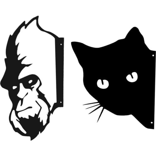 Garden Yard Animal Silhouette Decor Outdoor Backyard Lawn Farm Peep Cat Monkey Decoration Metal Art Statues Sculptures Ornament