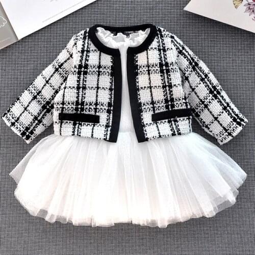 2pcs new born baby girl dress set kids cotton plaid 1 year girl baby birthday dress toddler baptism baby clothes 0-3 6 months