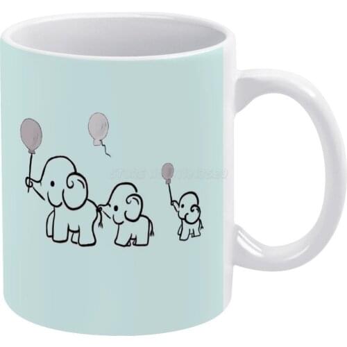 Family Walk White Mug Vintage Mug New Unisex Size Mug Family Mother Children Hike Elephants Balloon Animals Zoo Animals