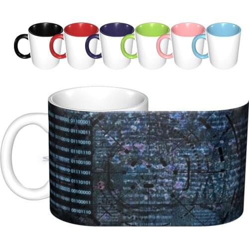 Surrounded Ceramic Mugs Coffee Cups Milk Tea Mug Tech Cyber Hacker Snark Blue Purple Dark Crowd Hands Target Creative Trending