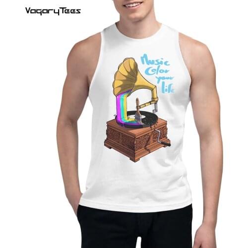 New Fashion Hip hop Men Summer Tank tops Music color your life painting printed male Waistcoat casual Streetwear Vest