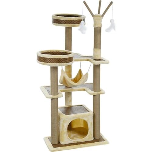 Multi-layer cat climbing frame sisal cat tree cat litter fun hammock puzzle cat scratching post integrated pet foreign trade cat