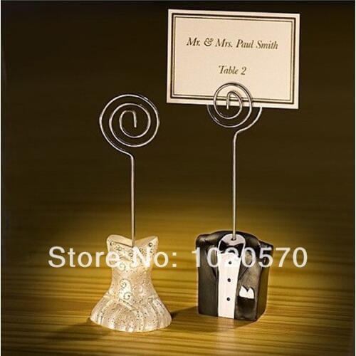 Fashion Design High Quality Bride and Groom Place Card Holders Wedding Favour Supply 100 Pairs/lot=200pcs/lot Free Shipping