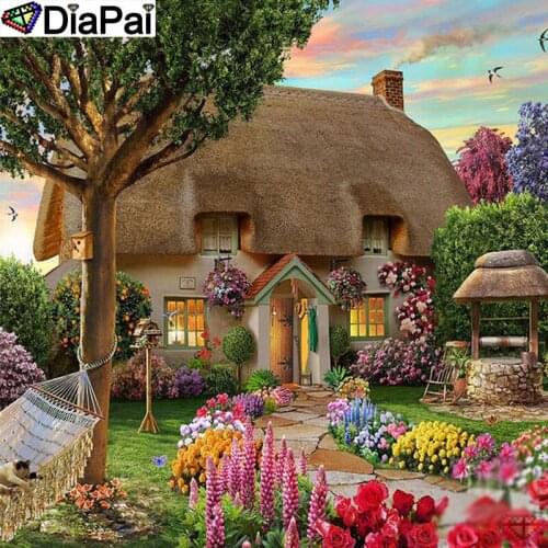 DiaPai Diamond Painting 5D DIY 100% Full Square/Round Drill "Flower tree house" Diamond Embroidery Cross Stitch 3D Decor A24592