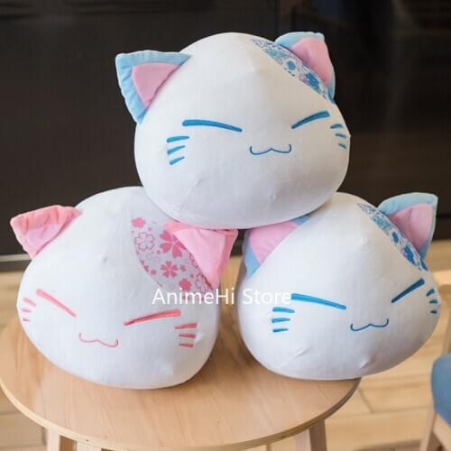 Nemuneko Crown Sleeping Cat Japanese Cherry Series Soft Plush Doll Toys Cartoon Neko Pillow Plush Toy 40cm for Gift