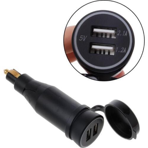 New DIN3.1A Motorcycle Waterproof Power Adapter Dual USB Charger With Cigarette Lighter For BMW Hella DIN Motor