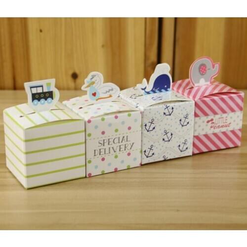 Wholesale 3000pcs cute animal candy box baby elephant train dolphin duck candy box baby shower candy box chocolate gift wrap SN