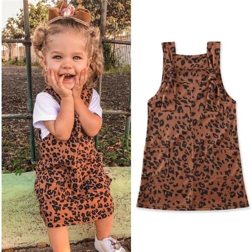 1-6Y Infant Baby Kids Girls Leopard Dress Sleeveless Girl Party Fashion Tutu Dresses Summer Girls Clothing