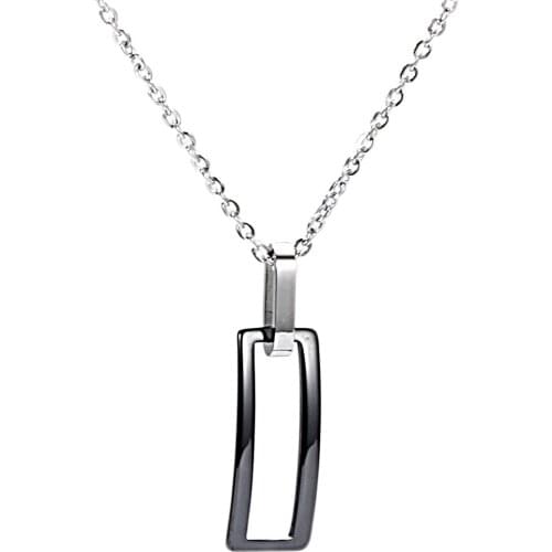 Simple Style rectangle Ceramic Women Necklace White Color Fashion Stainless Steel Ceramic Women Jewelry