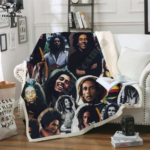 Reggae Bob Marley Fleece Blanket 3D full printed Wearable Blanket Adults/kids Fleece Blanket drop shippng style -2