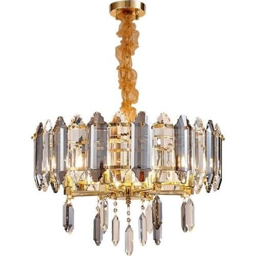 Luxury crystal chandelier for living room bedroom 2020 round dining room light fixtures clear/Smoke gray crystals hanging lamp