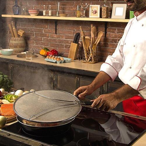 29/33cm Stainless Steel Oil Splatter Screen Oil Grease Splatter Screen Oil Proofing Lid Frying Pan Cover Cookware Kitchen Tools