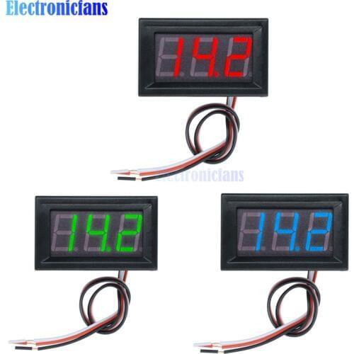 0.56 Inch Red Blue Green LED Display Panel Voltage Meter Voltmeter 3 Wires Three Digital Voltage Meter 0.56" DC 4.5/4.7/5~30V