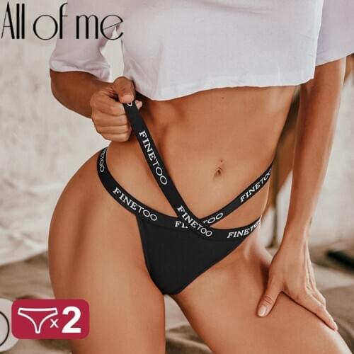 2PCS/Set Cotton Panties Womens Lingerie Sexy Underwear G-string Briefs Female Underpants Pantys Girls Tangas Thong Panties