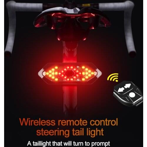 Waterproof Bicycle Tail Light USB Rechargable Smart Wireless Remote Control Turn Signal Warning Lamp Bike Taillight