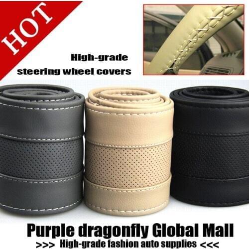 High quality Hand sewing Steering Covers/car hand sew the set of import microfiber leather the set of wear resistant skin