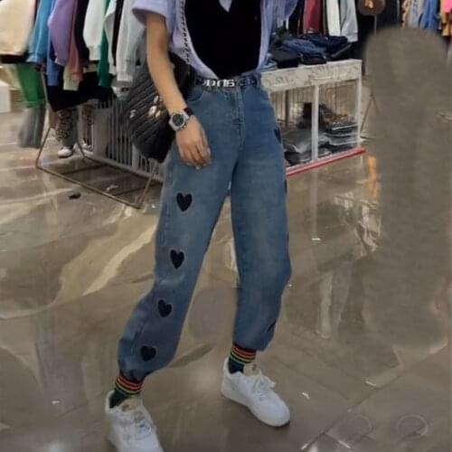 Woman Jeans Pants 2021 Spring plus Size High Waist Straight Width Pine Nuts Pantalones Vaqueros Mujer