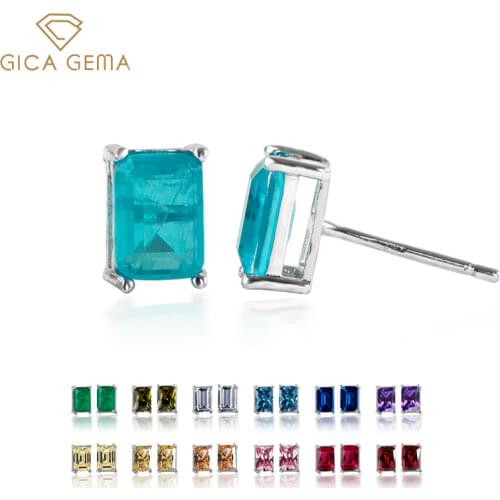 GICA Elegant Vintage simulation emerald Stud earrings for women Top quality 925 Sterling Silver Green Zircon Party Jewelry Gift