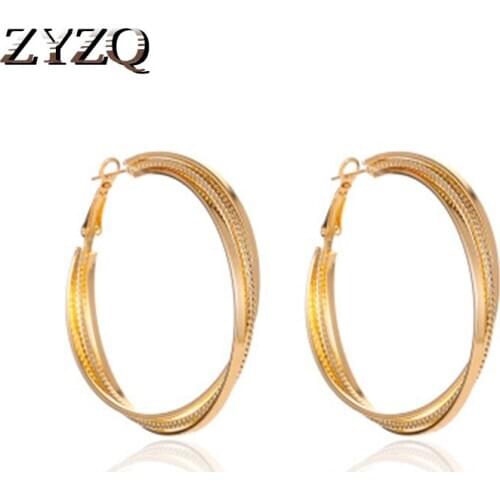 ZYZQ Fashion Classic Hoop Earrings For Women Punk Hyperbole Personality Women Accessories Silver Plated Hoop Loop Earrings