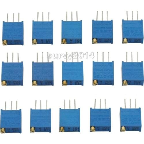 10pcs 3296W 3296 50 100 200 500 ohm 1K 2K 5K 10K 20K 50K 100K 200K 500K 1M ohm 103 100R 200R 500R Trimpot Trimmer Potentiometer