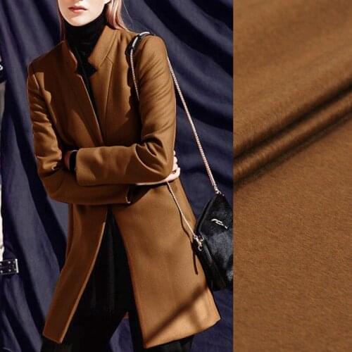 150CM Wide 900G/M Weight Double Faced Thick Coffee Color Vicugna Wool Modal Fabric for Winter Spring Jacket Overcoat Dress J112