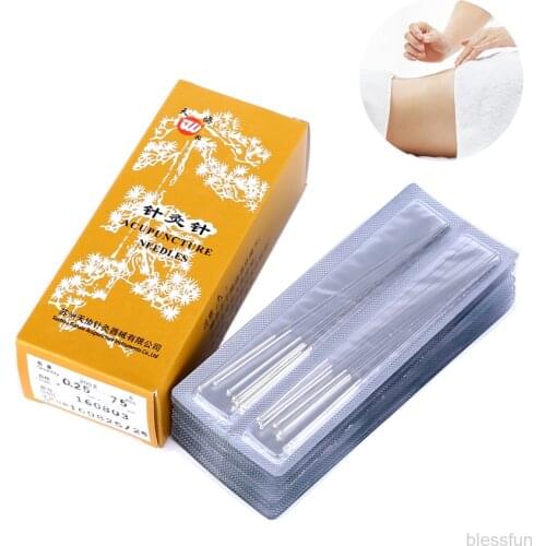 200pcs disposable acupuncture silver surface backshank sterile acupuncture needle reusable guasha 0.25/30/35/40/45mm