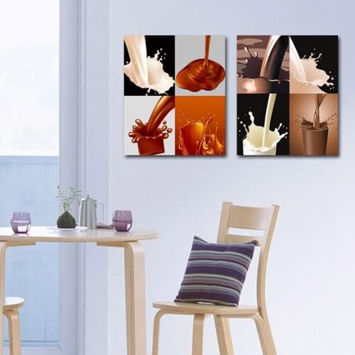 2016 New Cuadros Canvas Print Painting Artwork, Cafe Styles Coffee Beans Hd 2 Panels/set Wall Art Picture/photo Gift For Shop