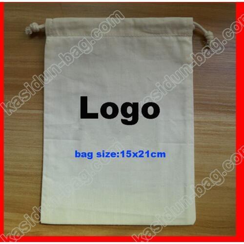 500pcs/lot) size 15x21cm custom cotton drawstring muslin bag with logo