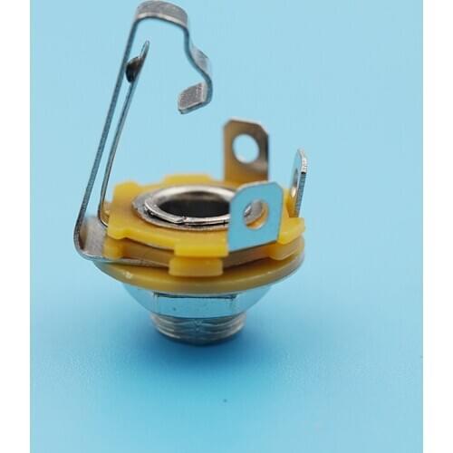 50pcs6.5mm Mono Switch Microphone Socket Metal Sophomore Core Plug Panel Connector 6.5 Audio Microphone Socket Can Be Fixed Jack