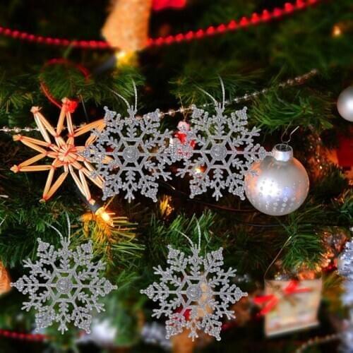 6pcs Snowflake Adornment Christmas Artificial Snowflakes Ornaments For Christmas Tree Hanging Pendant Party DIY Decor Supplies