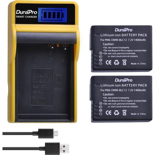 2PC 1400mAh DMW-BLC12 DMW BLC12 BLC12E Battery + LCD USB Charger for Panasonic FZ1000 FZ200 FZ300 G5 G6 G7 GH2 BLC12 Camera