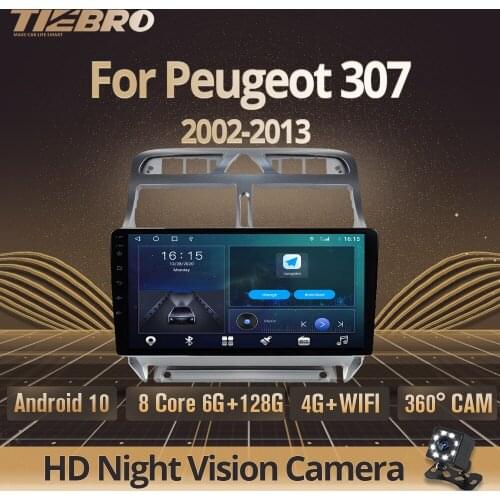 TIEBRO 2 Din Android 10 Car Radio For Peugeot 307 2002-2013 Car Multimedia Video Player Stereo Receiver Navigation GPS 2din Dvd