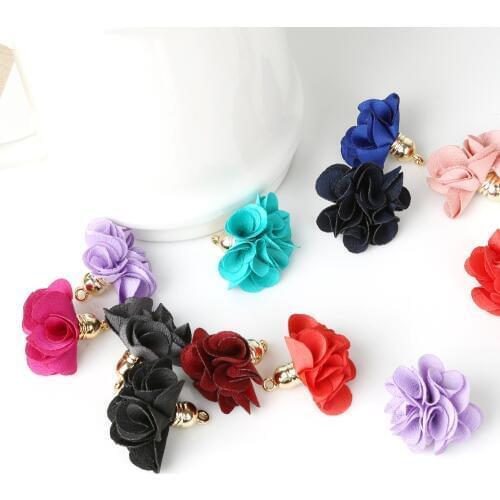 Flowers Charm Pendant Tassels Fringe Jewelry Garment Findings 10pcs 3*2.5cm for DIY Earrings Cellphone Bag Straps Decoratives